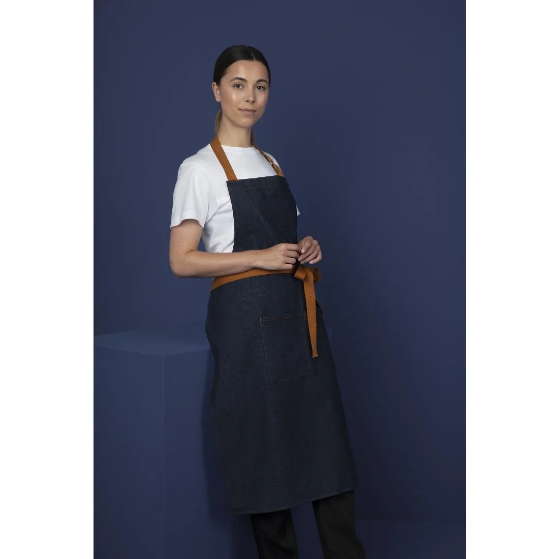 Southside Bistro Apron Denim-Blue With Tan Ties - Image 13