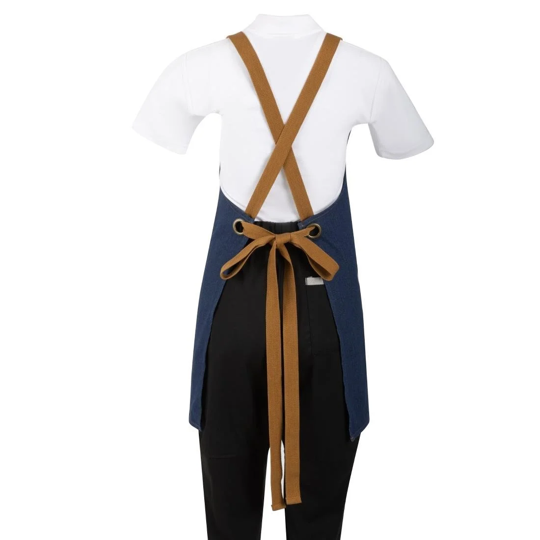 Southside Denim Short Cross-Back Bib Apron Blue - Image 4