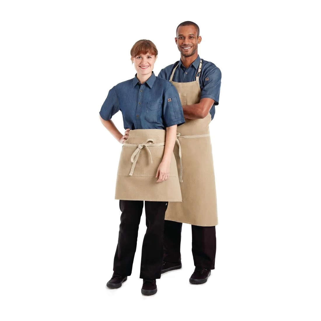 Chef Works Urban Austin Denim Bib Apron Natural - Image 3