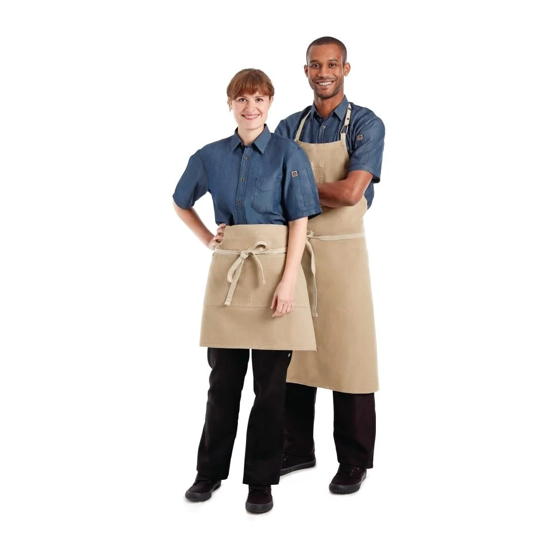 Chef Works Urban Austin Denim Half Bistro Apron Natural - Image 2