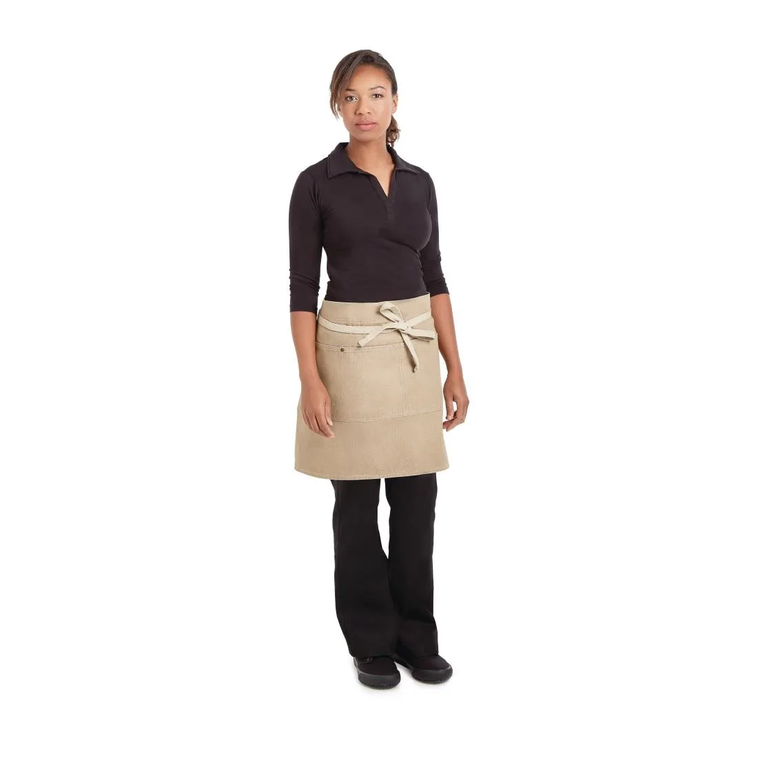 Chef Works Urban Austin Denim Half Bistro Apron Natural - Image 3