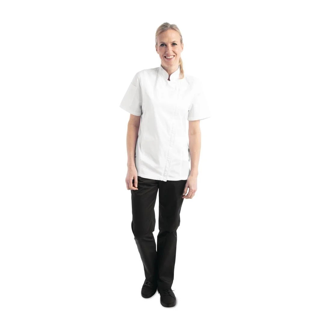 Chef Works Womens Springfield White Zip Chefs Jacket - Image 2