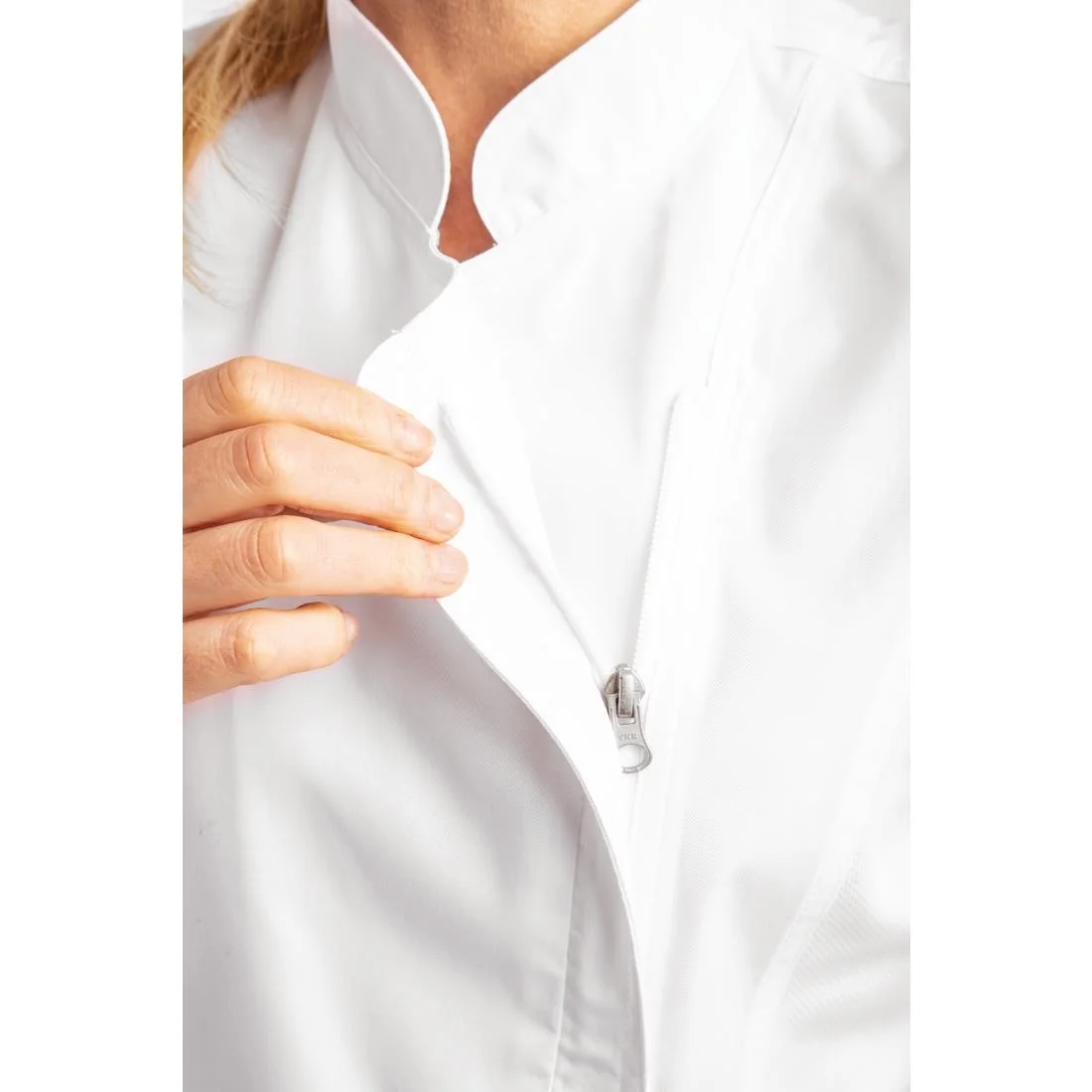 Chef Works Womens Springfield White Zip Chefs Jacket - Image 6