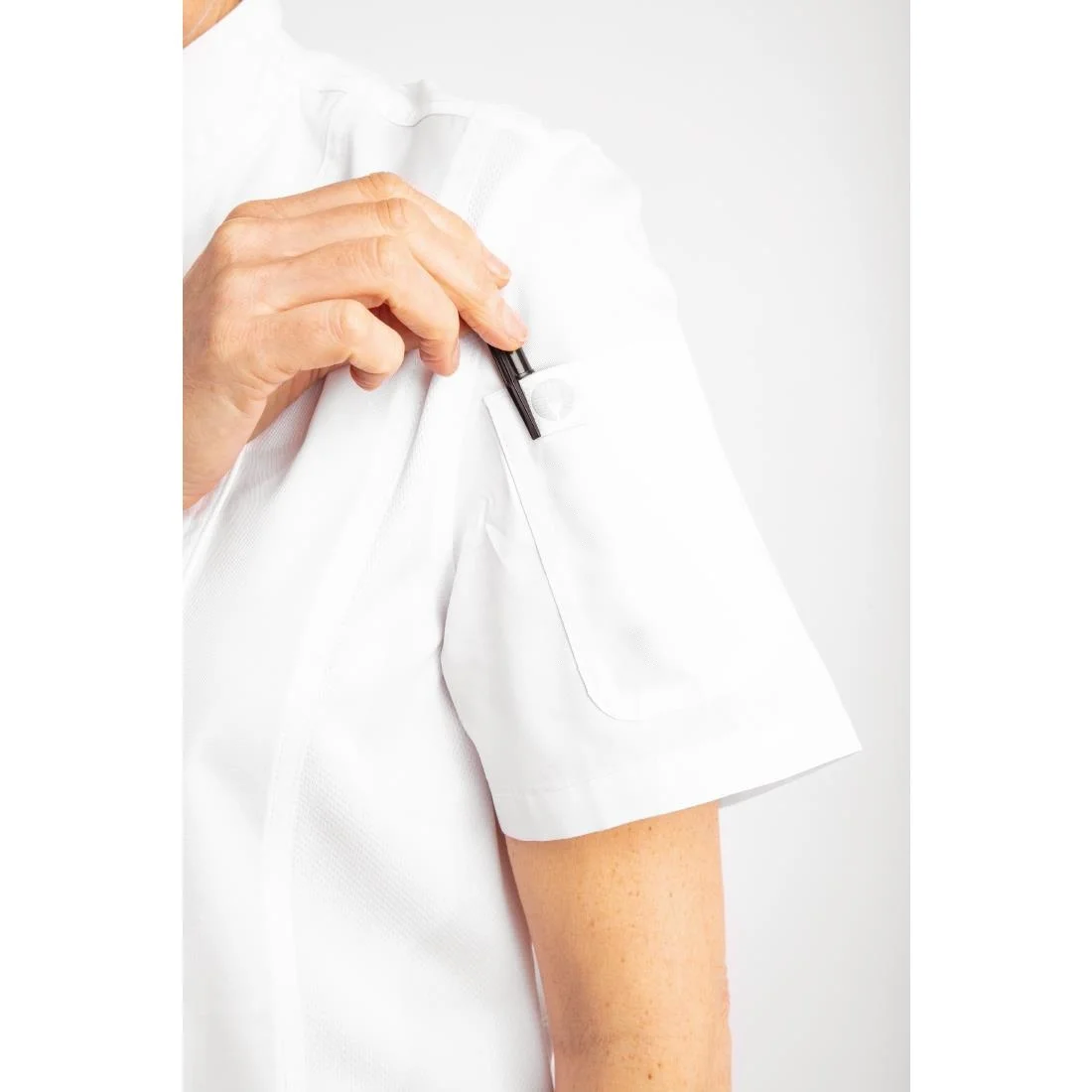 Chef Works Womens Springfield White Zip Chefs Jacket - Image 7