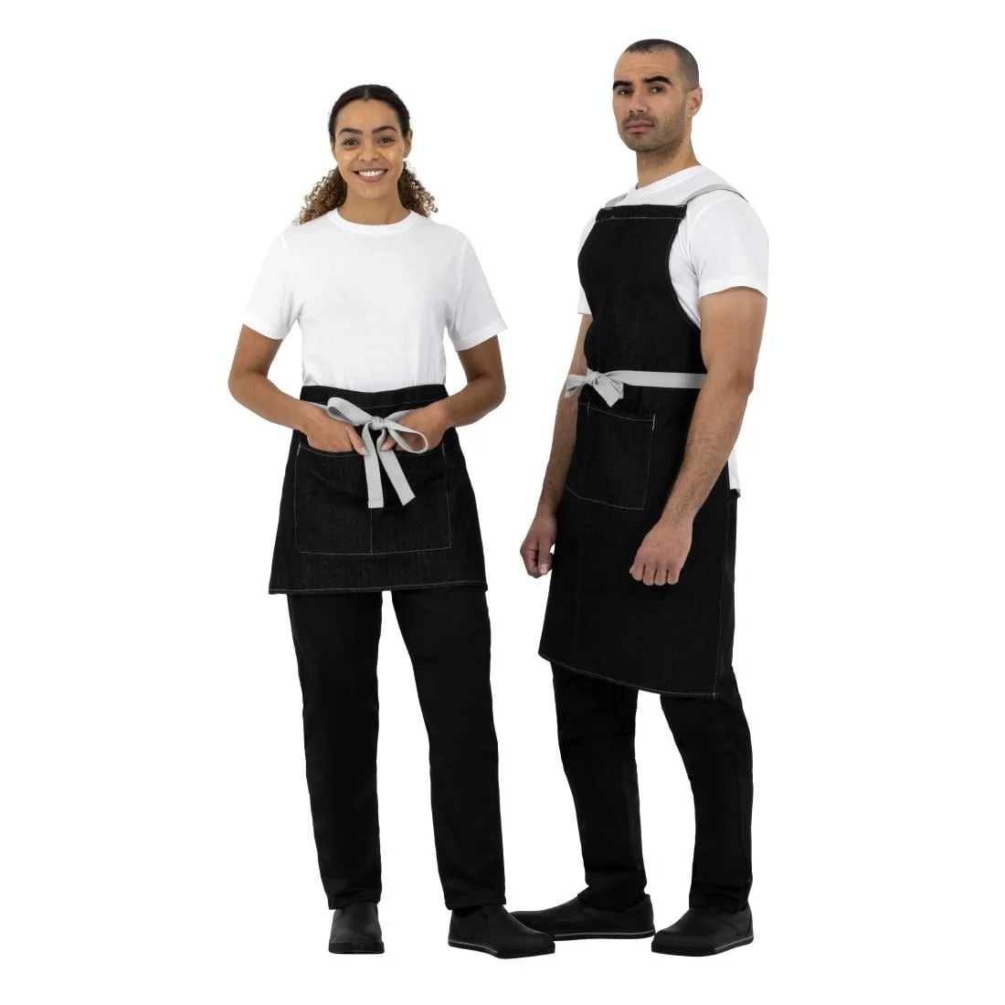 Southside X-Cross Back Bib Apron Denim Black - Image 7