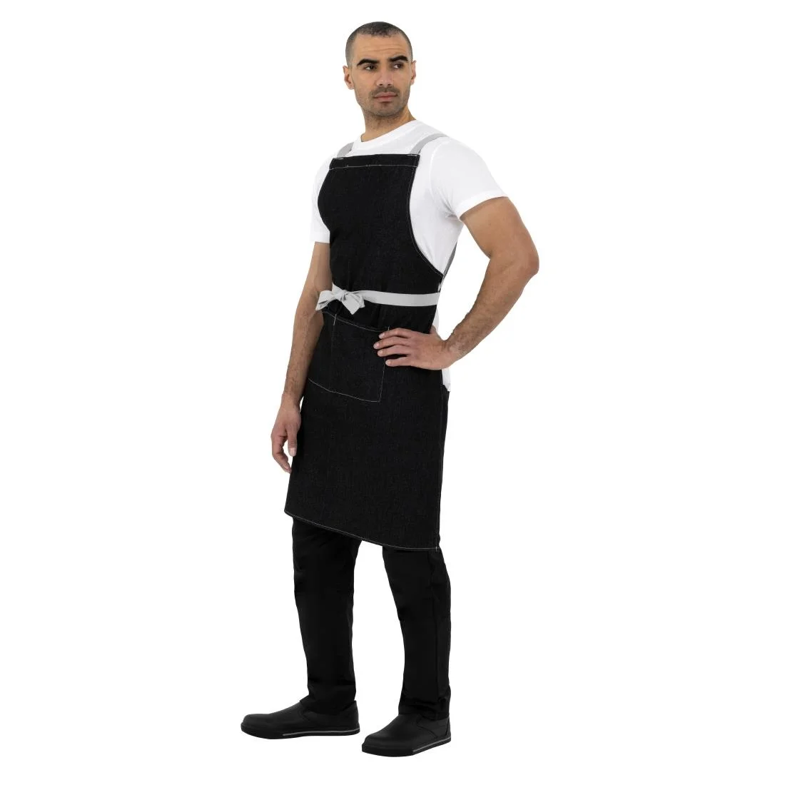 Southside X-Cross Back Bib Apron Denim Black - Image 9