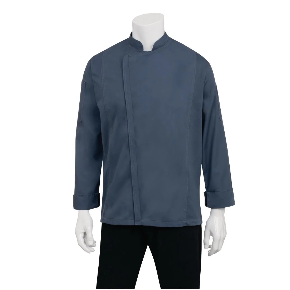 Chef Works Hartford Lightweight Zipper Blue Unisex Chef Jacket - Image 2