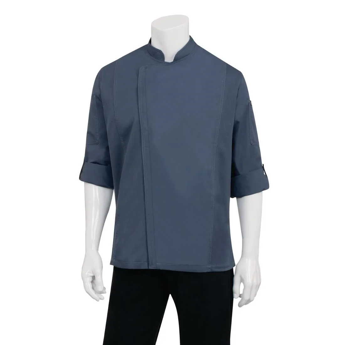 Chef Works Hartford Lightweight Zipper Blue Unisex Chef Jacket - Image 4