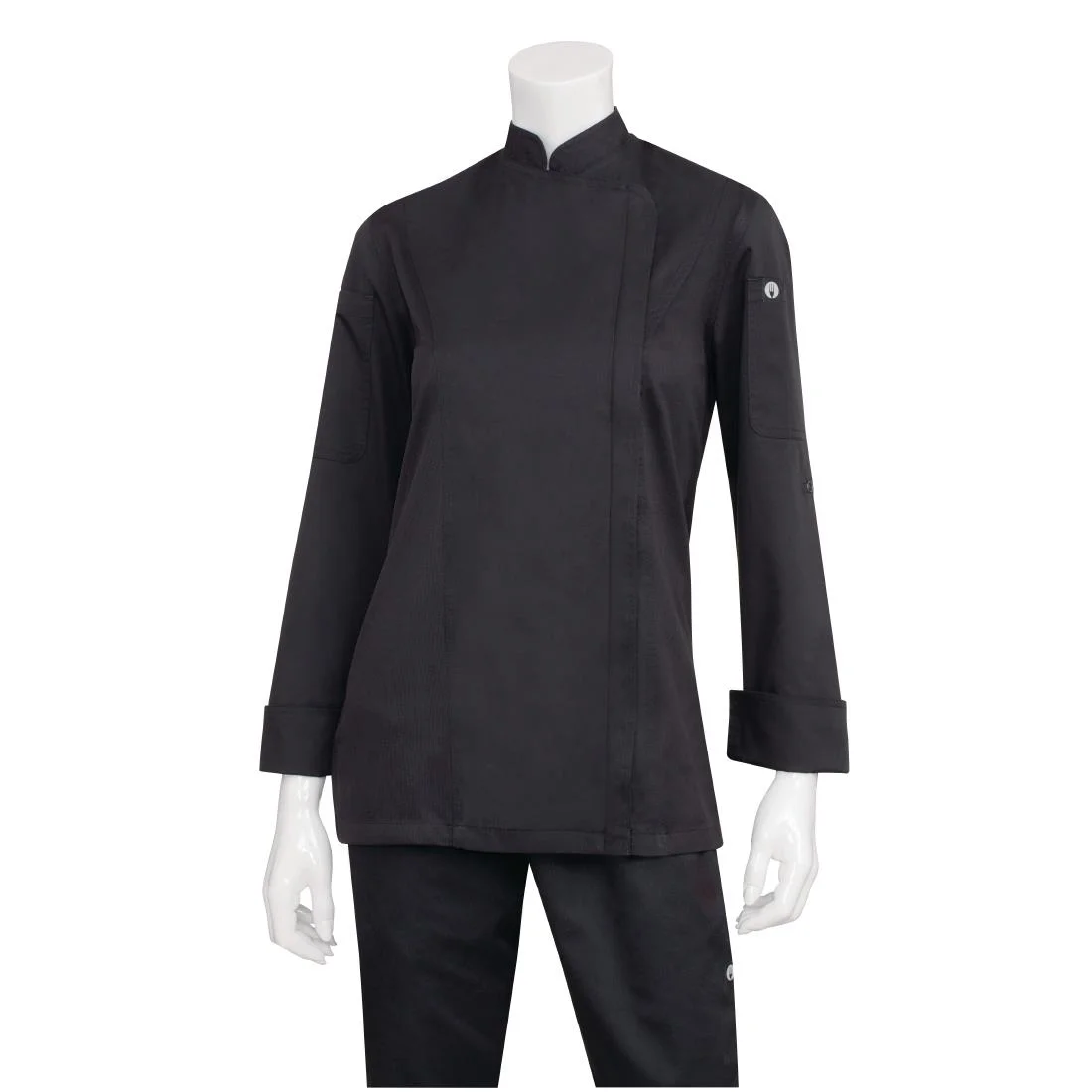Chef Works Black Hartford Lightweight Zip Womens Chef Jacket - Image 2