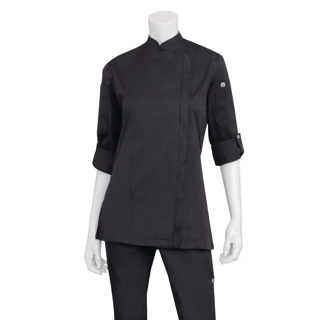Chef Works Black Hartford Lightweight Zip Womens Chef Jacket - Image 4