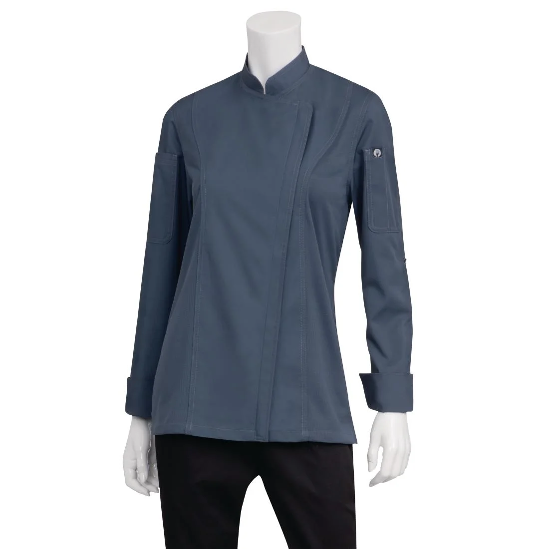 Chef Works Blue Hartford Lightweight Zip Womens Chef Jacket - Image 2