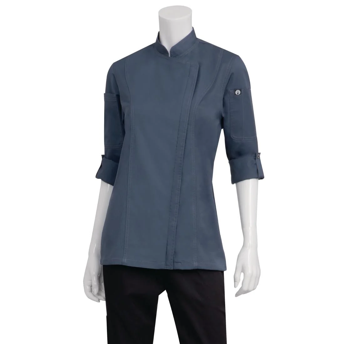 Chef Works Blue Hartford Lightweight Zip Womens Chef Jacket - Image 4