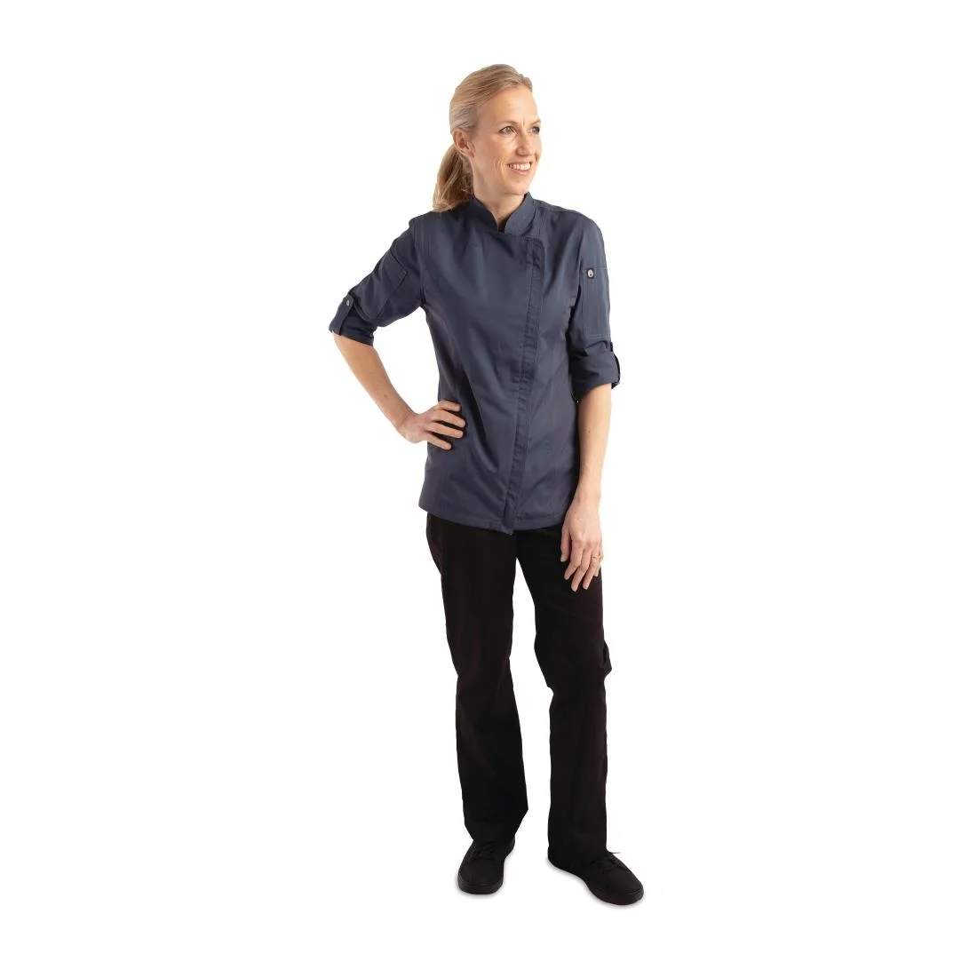 Chef Works Blue Hartford Lightweight Zip Womens Chef Jacket - Image 8