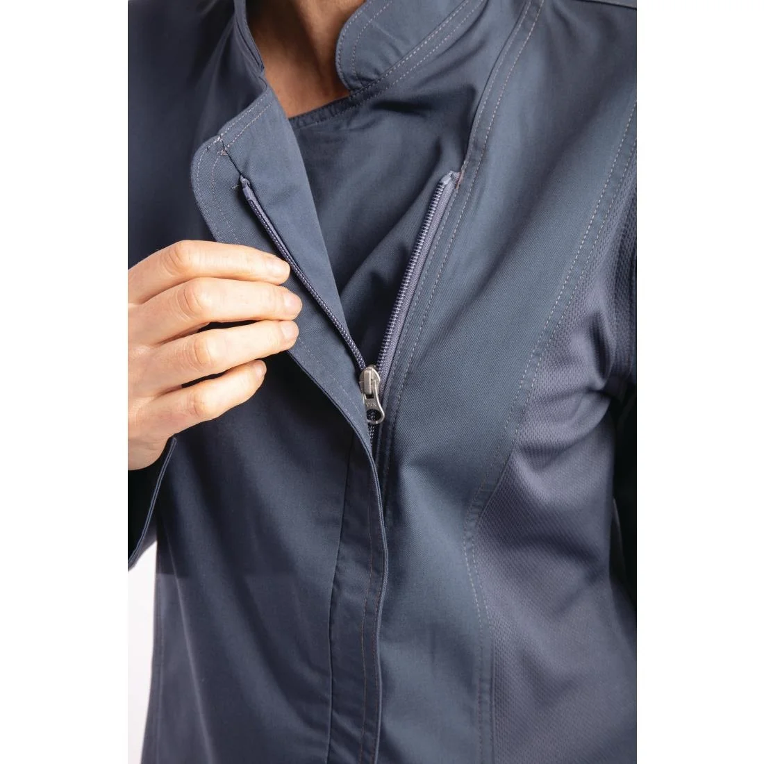 Chef Works Blue Hartford Lightweight Zip Womens Chef Jacket - Image 11