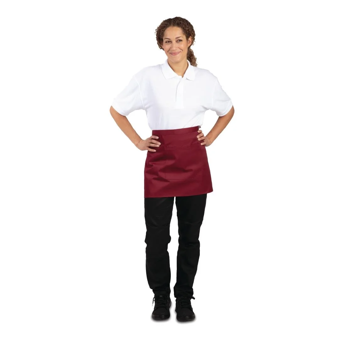 Whites Short Bistro Apron Burgundy - Image 3