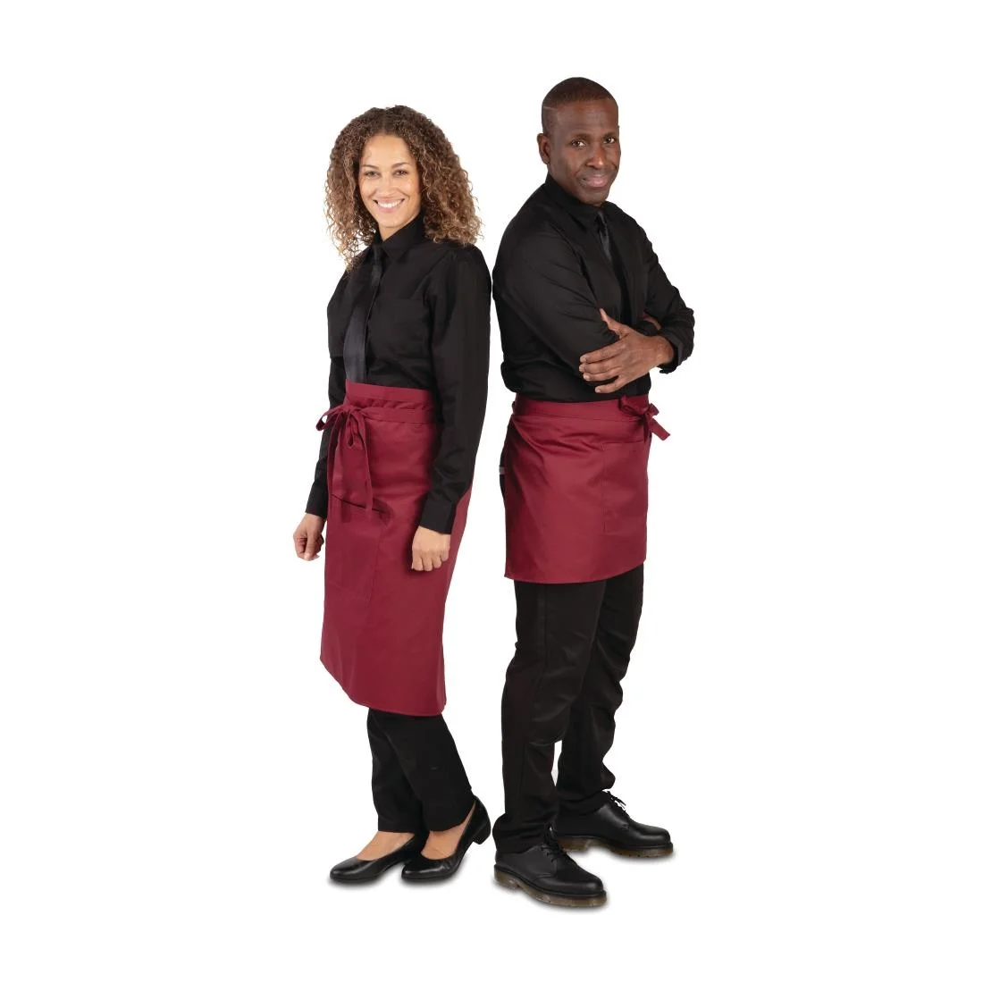 Whites Short Bistro Apron Burgundy - Image 4