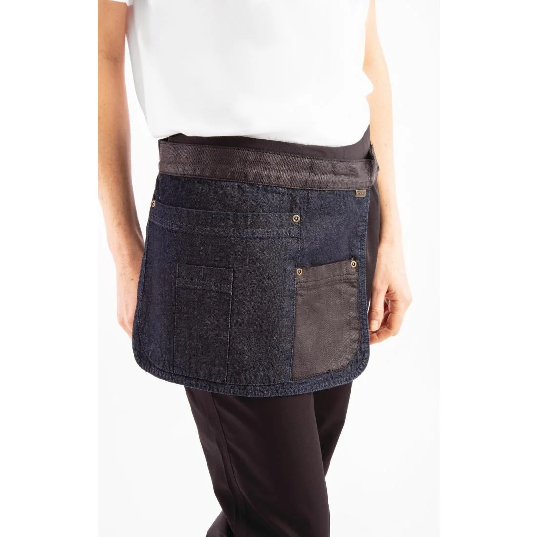 Chef Works Urban Indy Hipster Apron Navy Black - Image 3