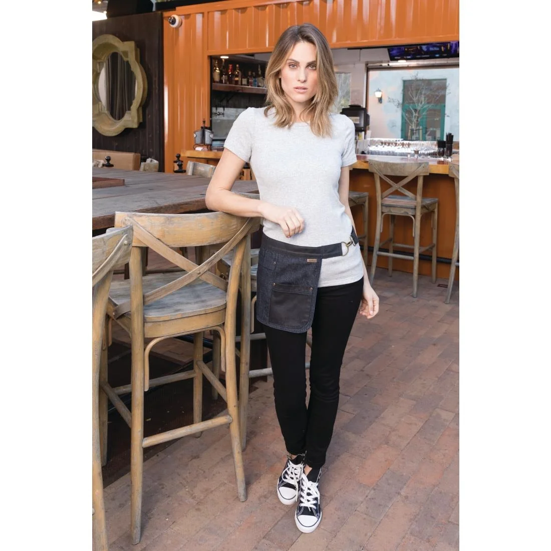 Chef Works Urban Indy Hipster Apron Navy Black - Image 4