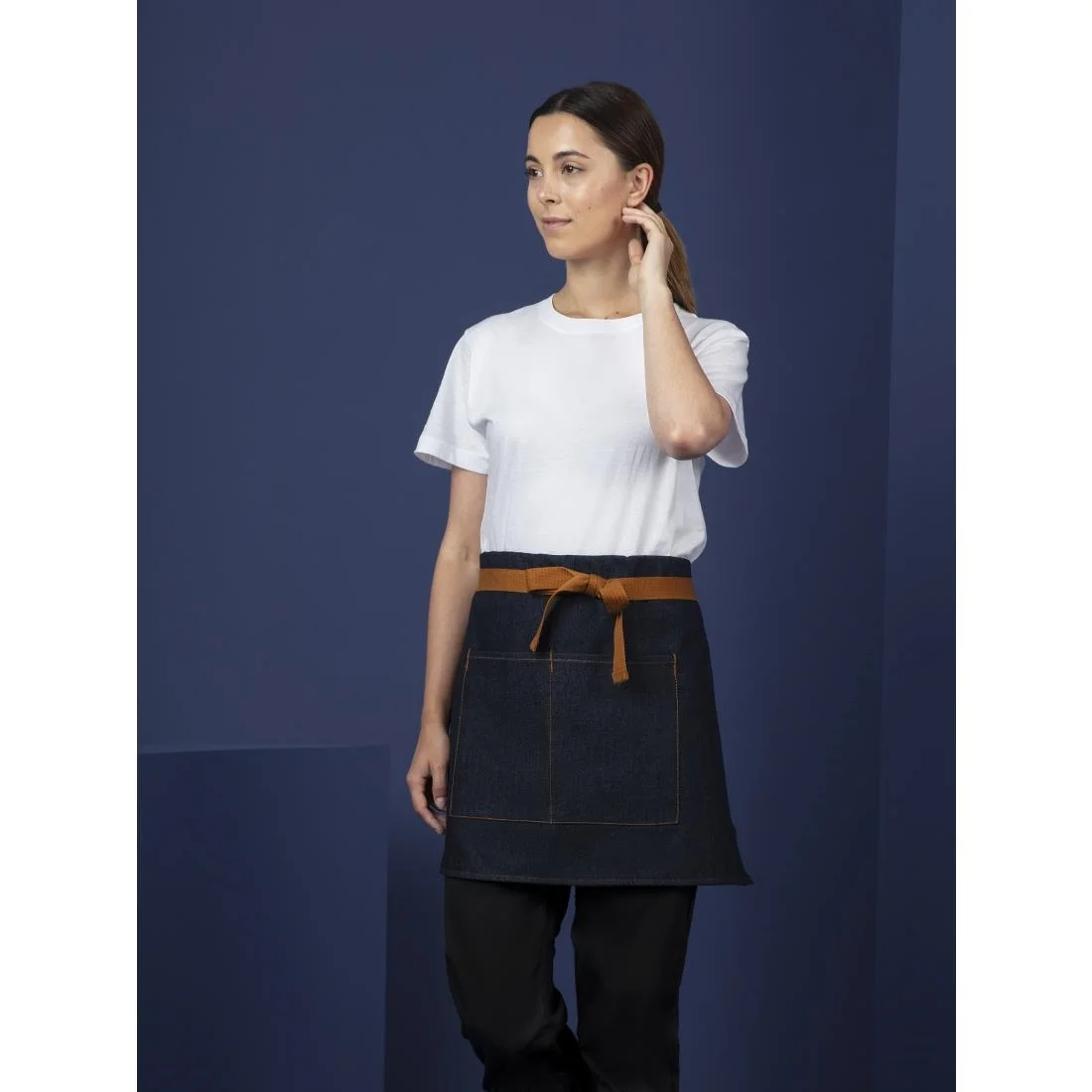 Southside Waist Apron Denim Blue Tan Ties - Image 7