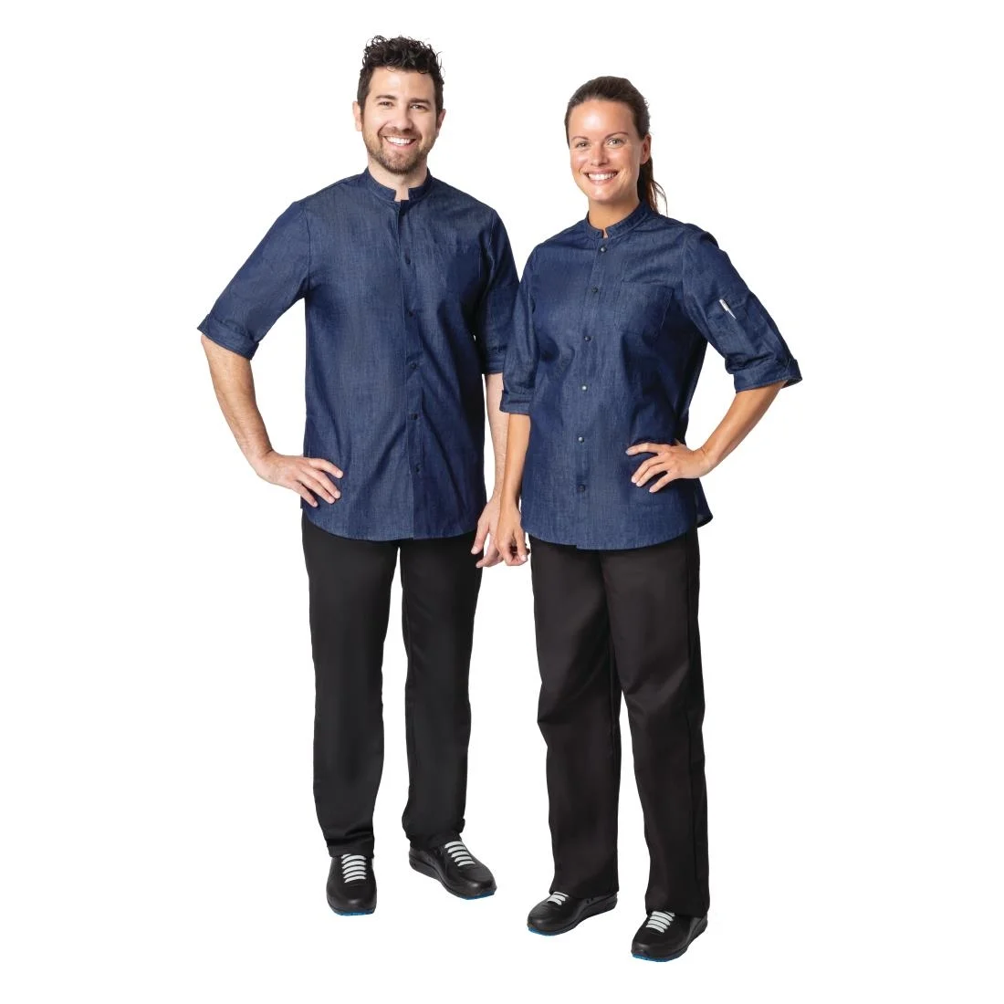 Southside NY Queens Womens Denim Lightweight Chef Shirt - Image 3