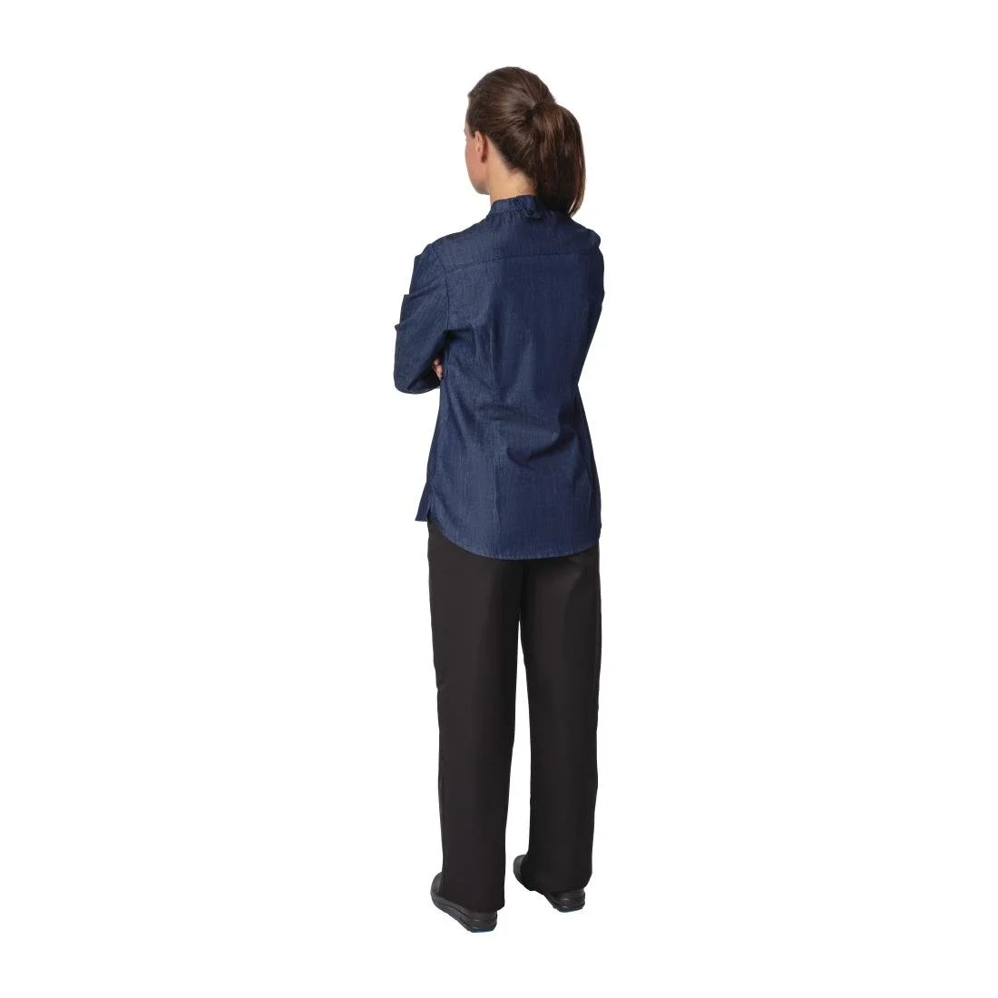Southside NY Queens Womens Denim Lightweight Chef Shirt - Image 8