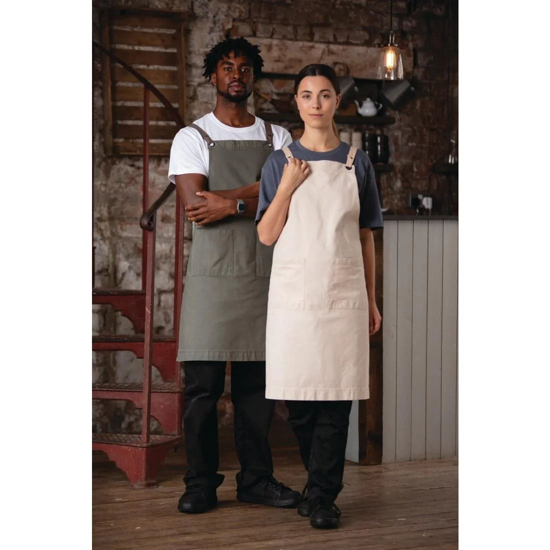 Southside Cotton Canvas Bib Apron Stone - Image 2