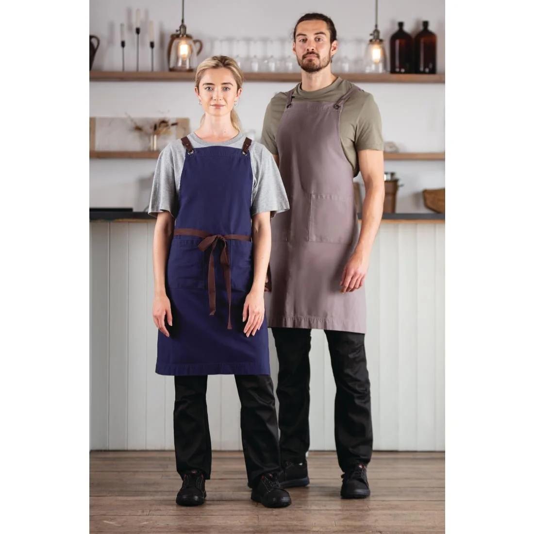 Southside Cotton Canvas Bib Apron Washed Grey - Image 2
