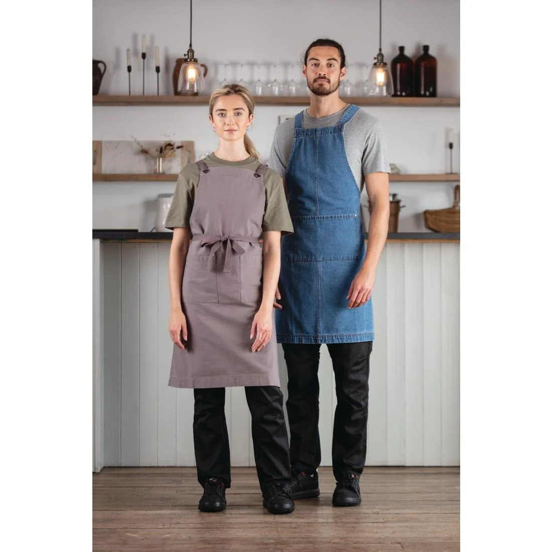 Southside Cotton Canvas Bib Apron Washed Grey - Image 3
