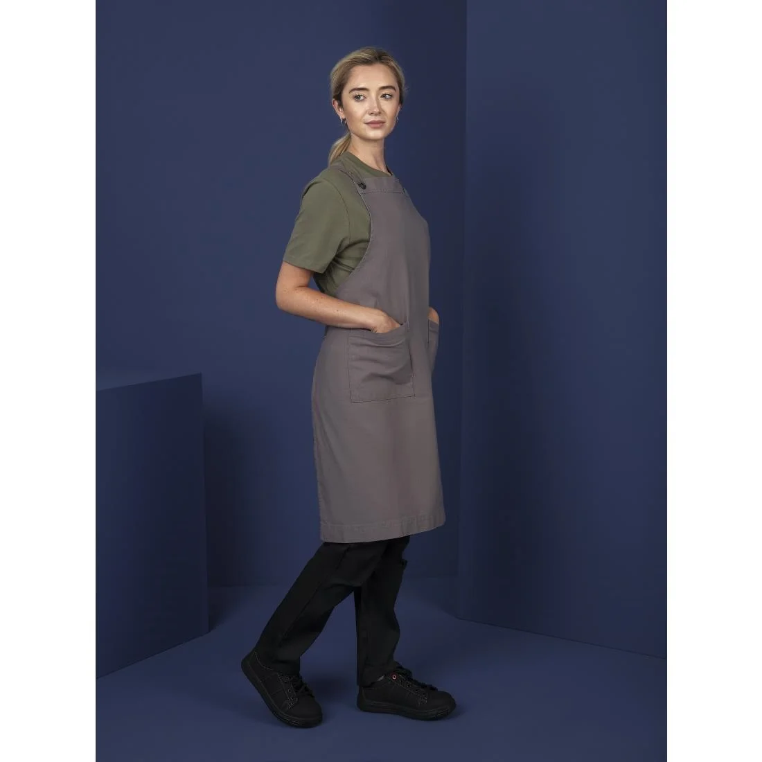 Southside Cotton Canvas Bib Apron Washed Grey - Image 10