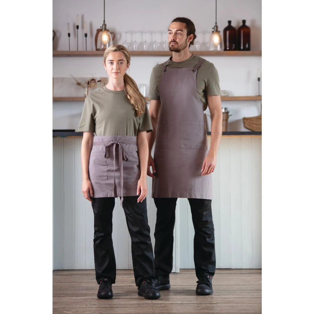 Southside Cotton Canvas Bib Apron Washed Grey - Image 11