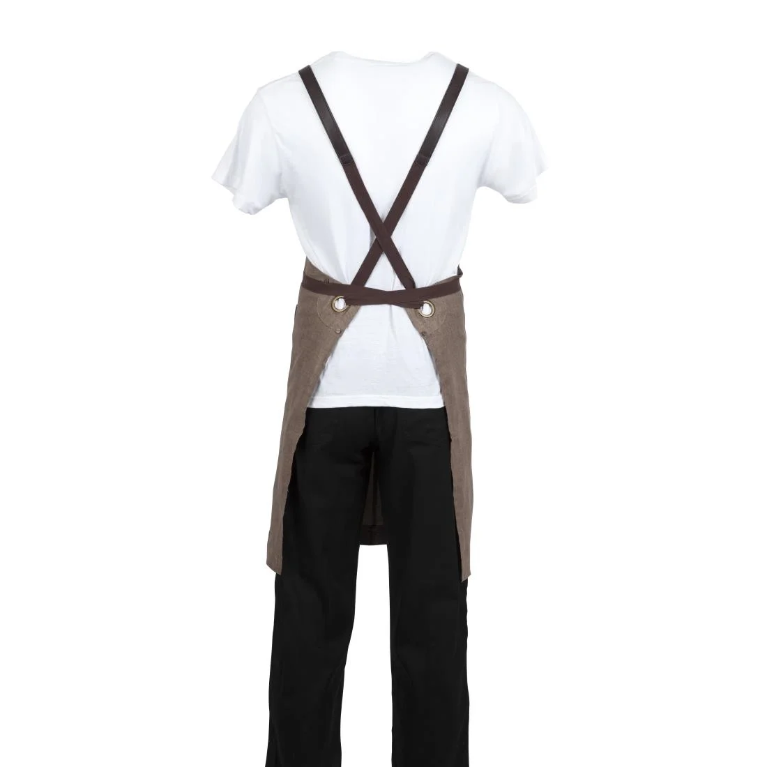 Southside Linen Blend Bib Apron Chocolate - Image 2