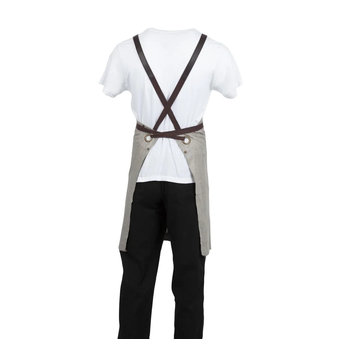 Southside Linen Blend Bib Apron Grey - Image 5