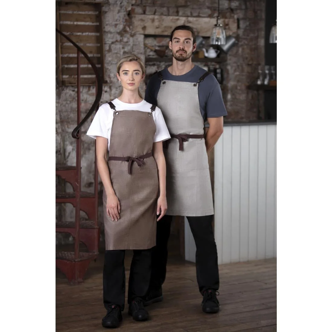 Southside Linen Blend Bib Apron Grey - Image 3