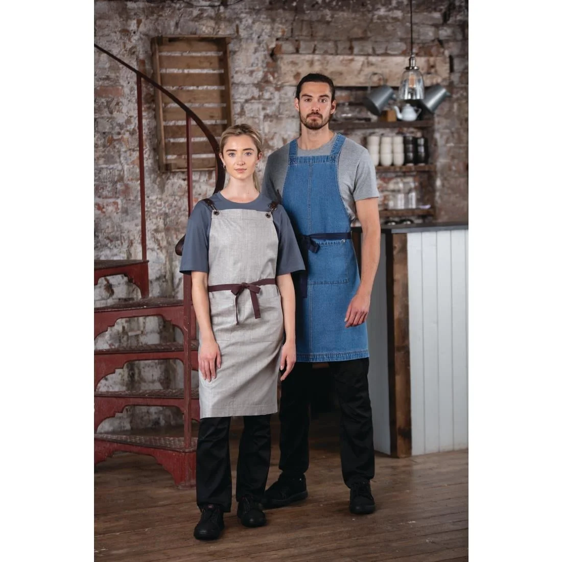 Southside Denim Bib Apron Light Blue - Image 3