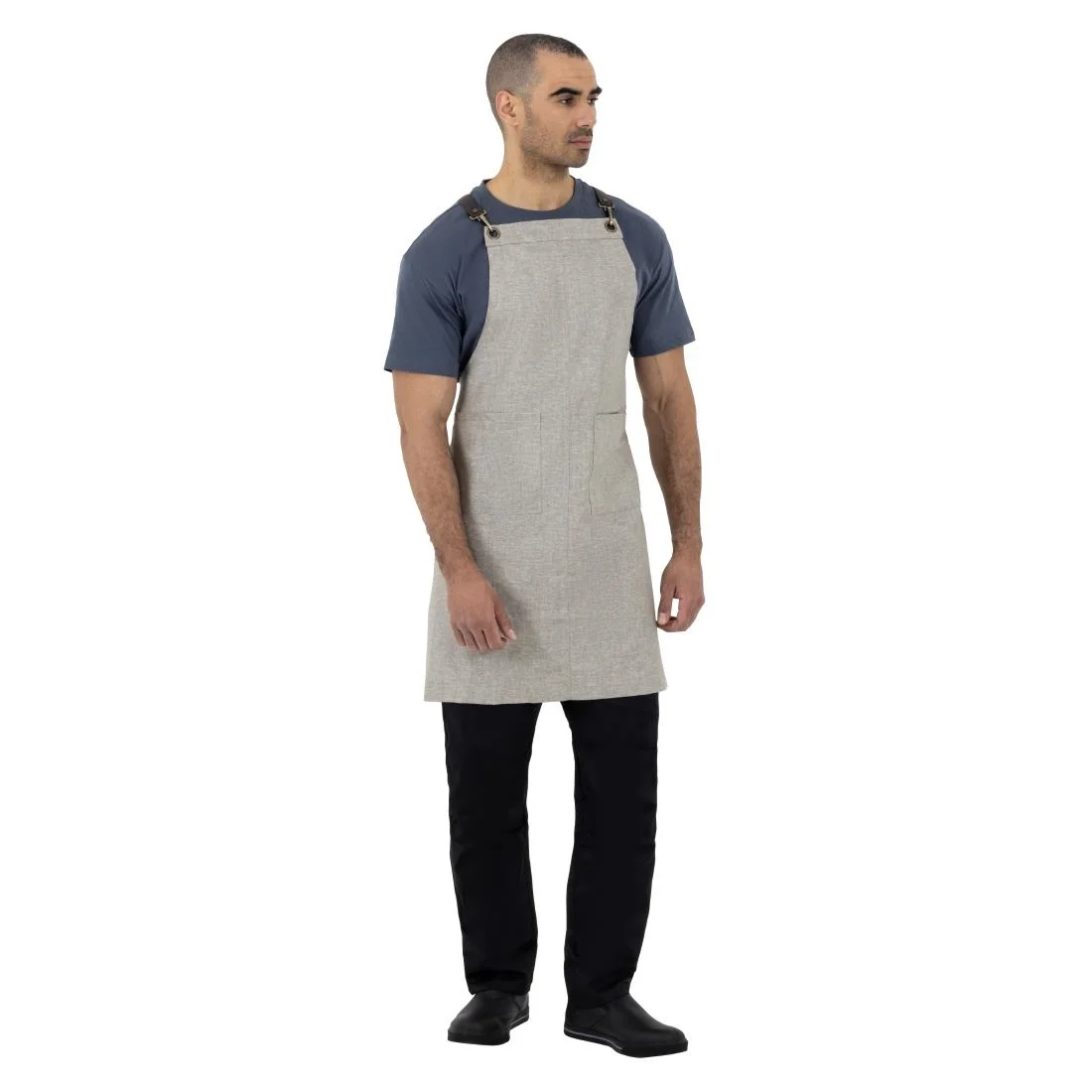 Southside Linen Blend Bib Apron Grey - Image 9