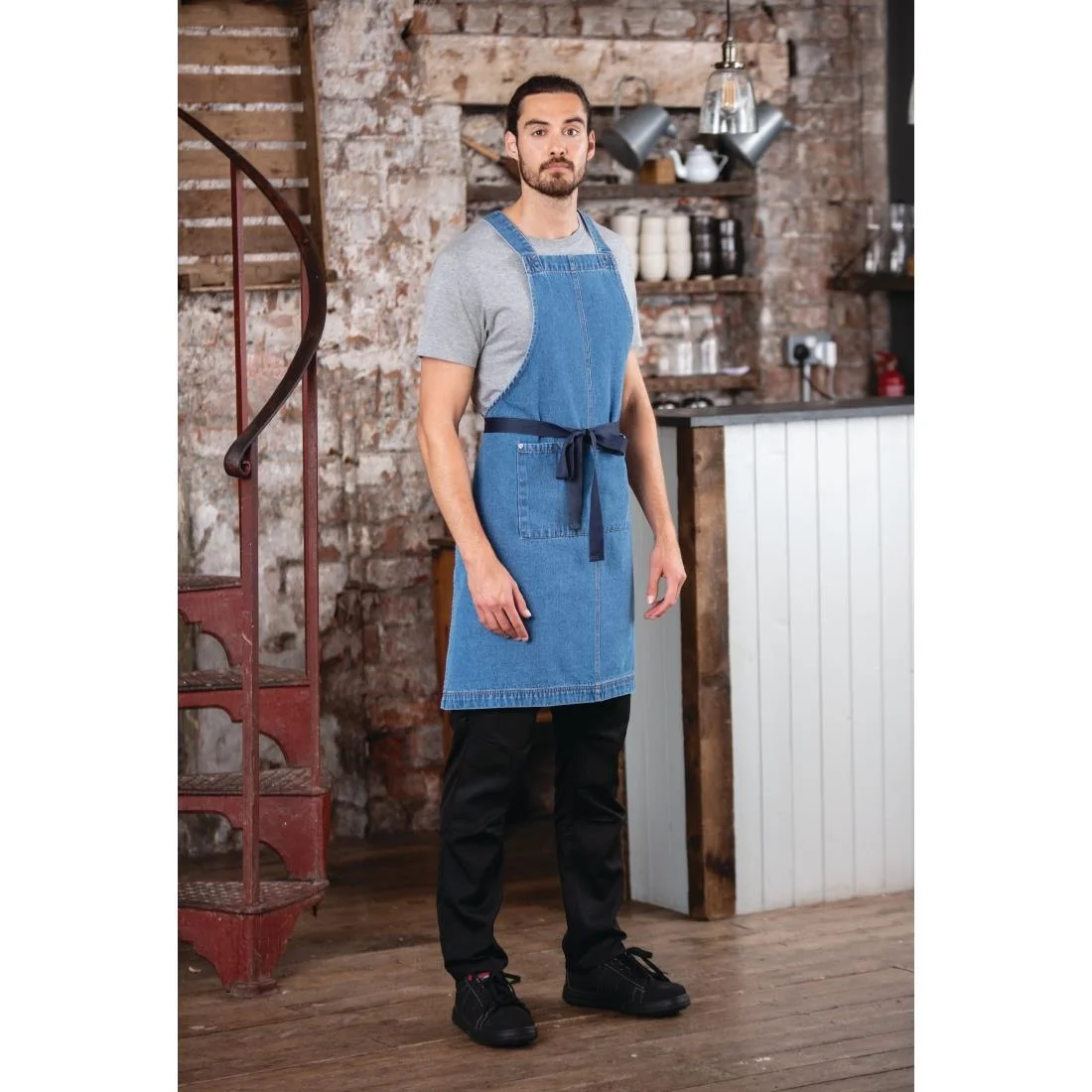 Southside Denim Bib Apron Light Blue - Image 4