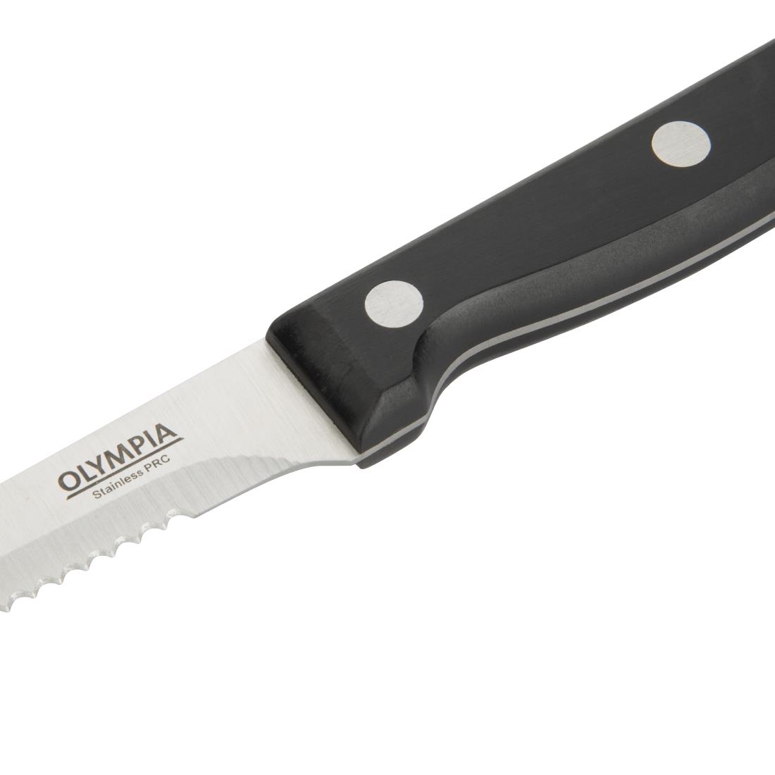 Olympia Serrated Steak Knives Black Handle 115mm