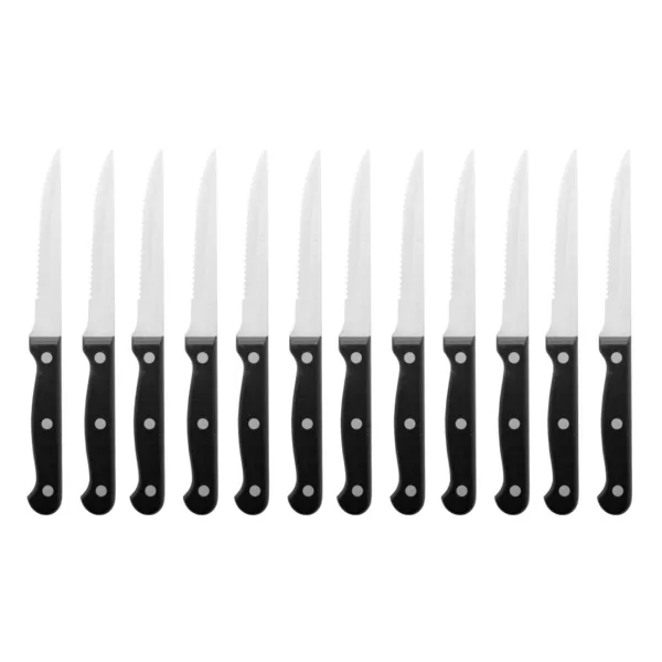 Olympia Serrated Steak Knives Black Handle 115mm