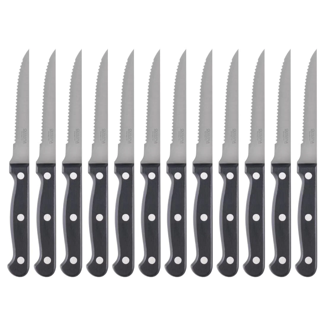 Olympia Serrated Steak Knives Black Handle 115mm - Image 3
