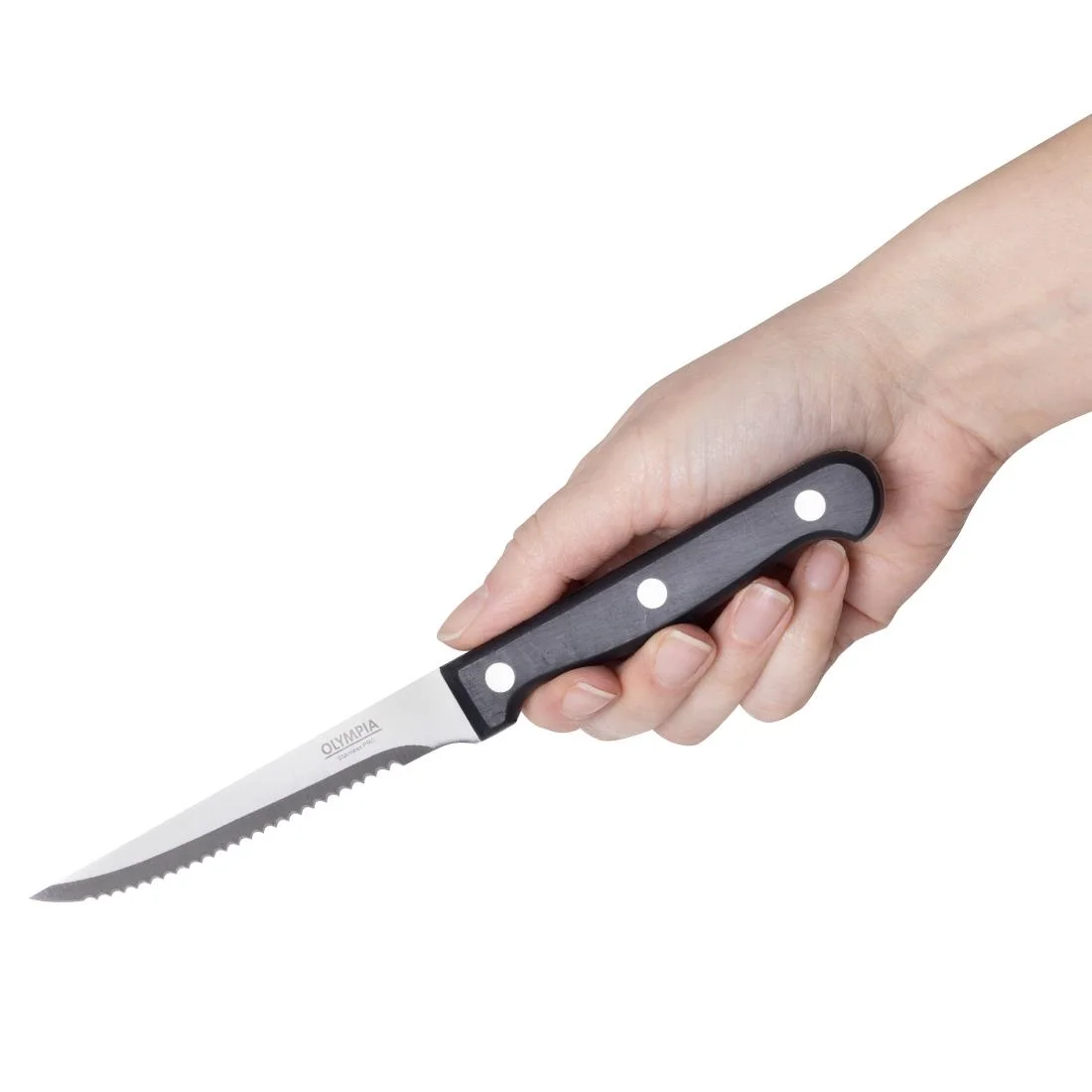 Olympia Serrated Steak Knives Black Handle 115mm - Image 5