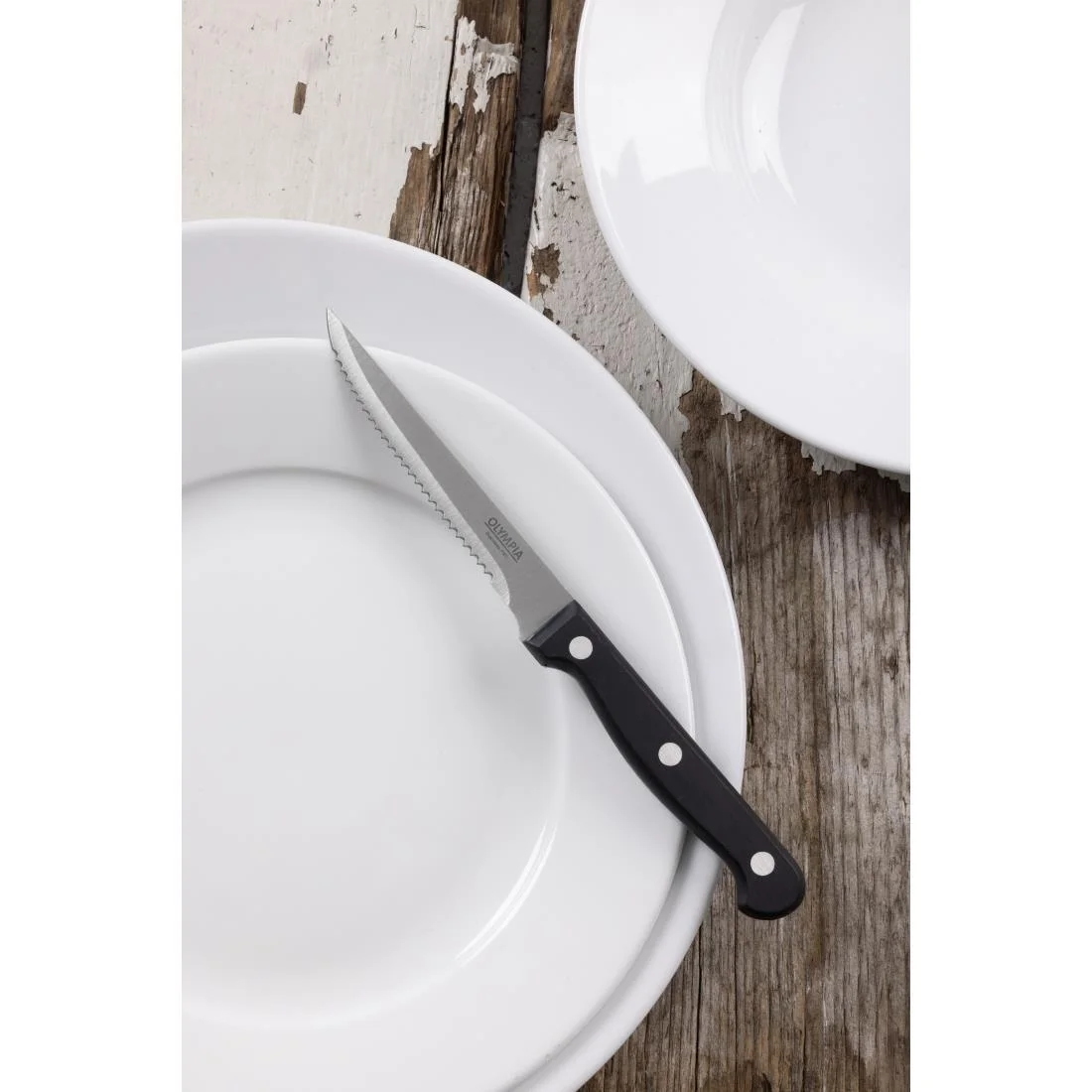 Olympia Serrated Steak Knives Black Handle 115mm - Image 6