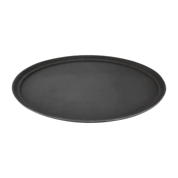 Kristallon Plastic Oval Non Slip Tray Black 27 x 22 in