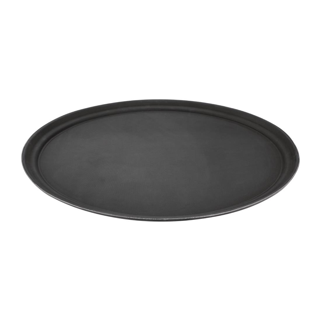 Kristallon Plastic Oval Non Slip Tray Black 27 x 22 in