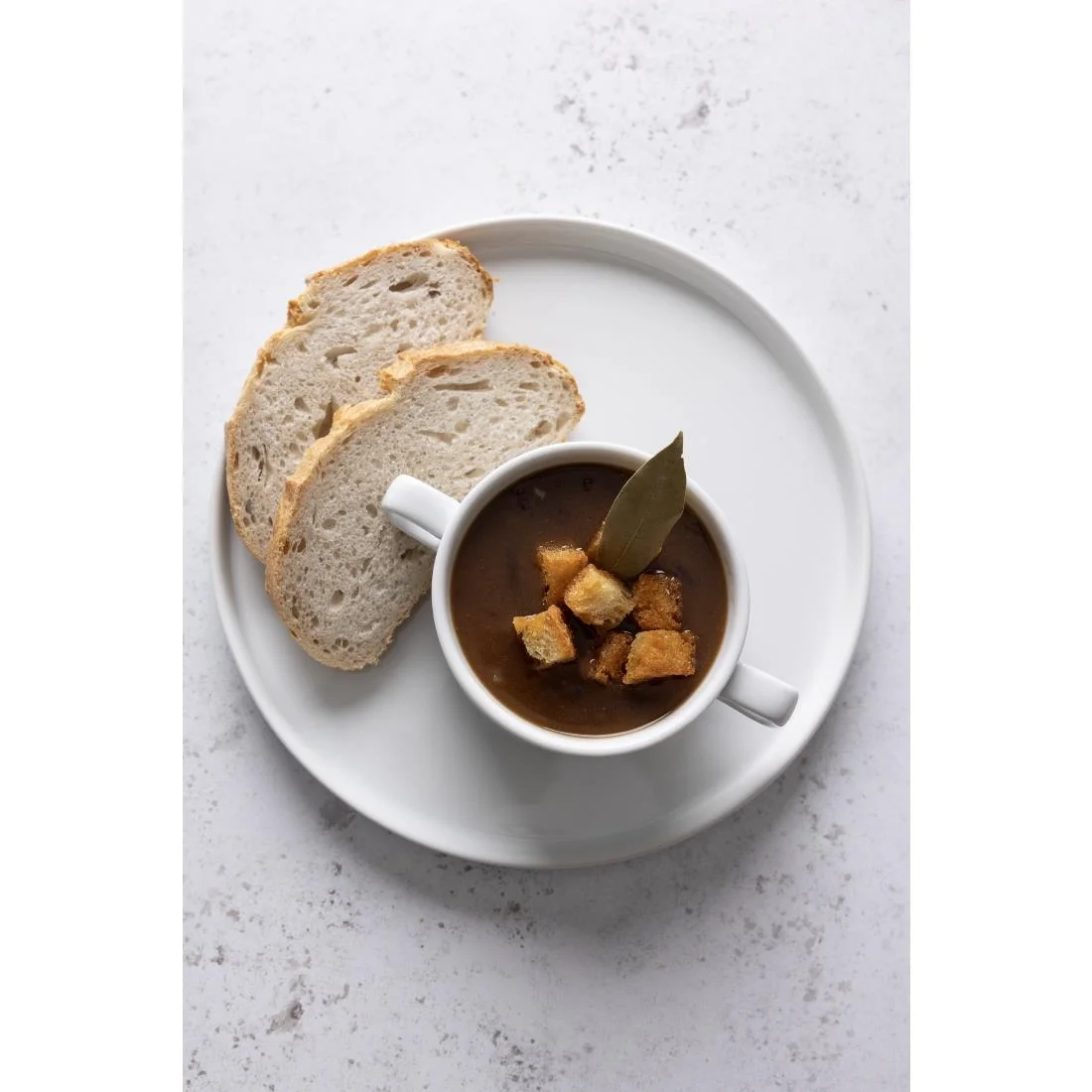 Olympia Whiteware Soup Bowls With Handles 400ml 14oz - Image 3