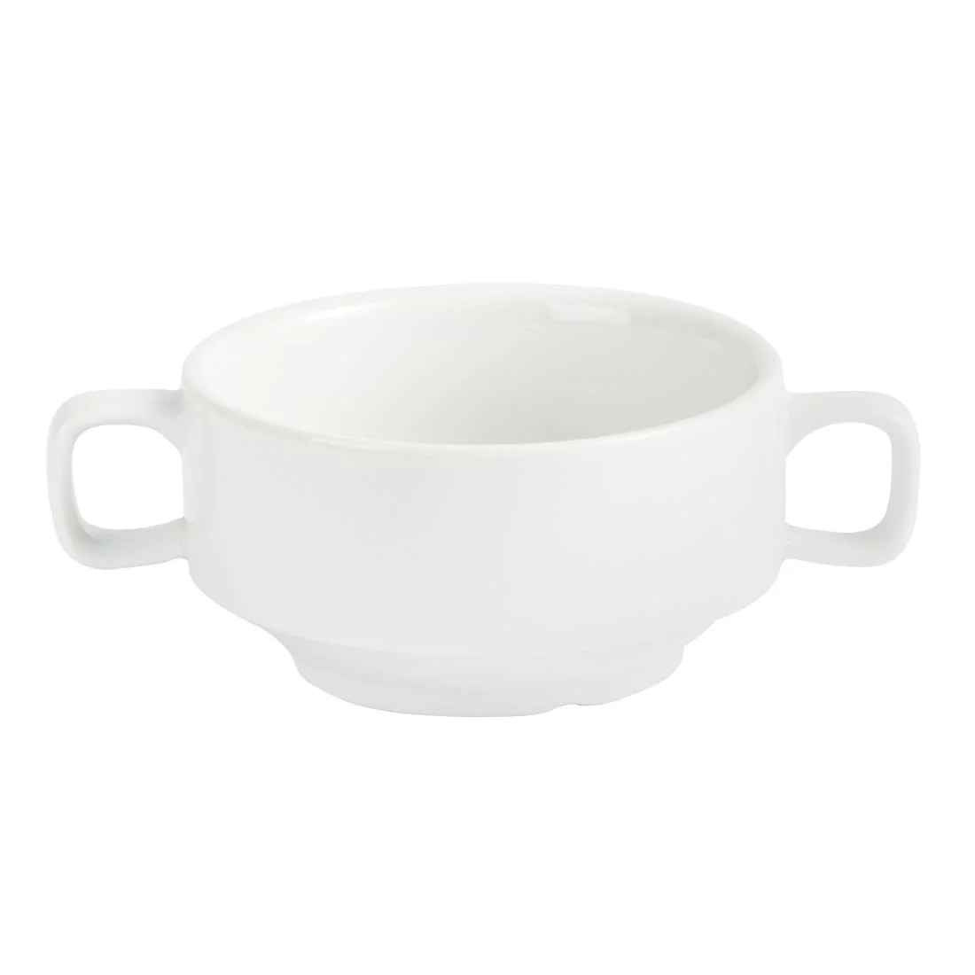 Olympia Whiteware Soup Bowls With Handles 400ml 14oz - Image 2