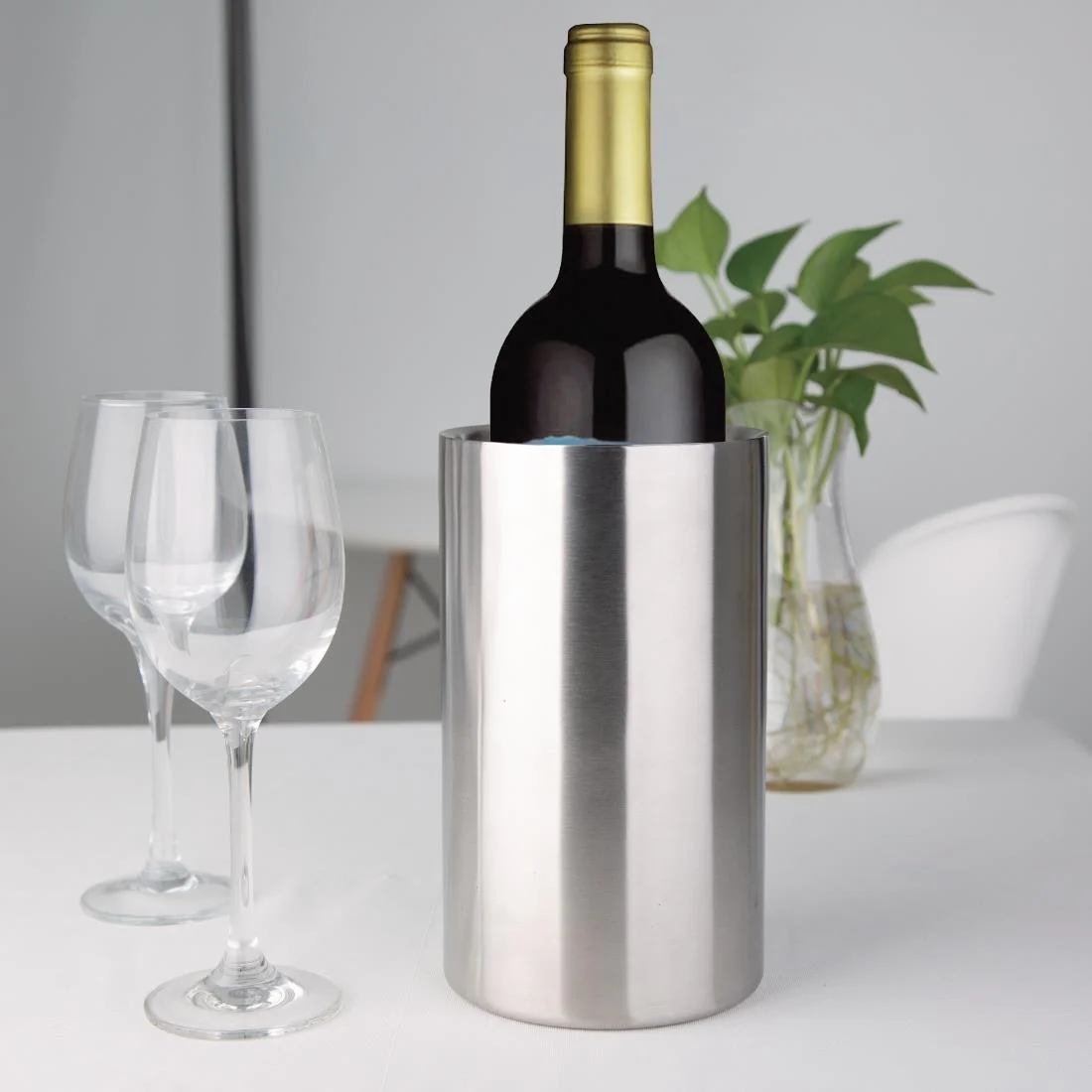 Olympia Brushed Stainless Steel Wine And Champagne Cooler - Image 4