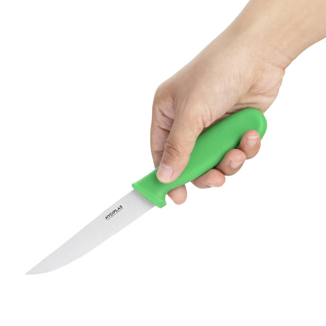 Hygiplas Serrated Vegetable Knife Green 10cm - Image 2