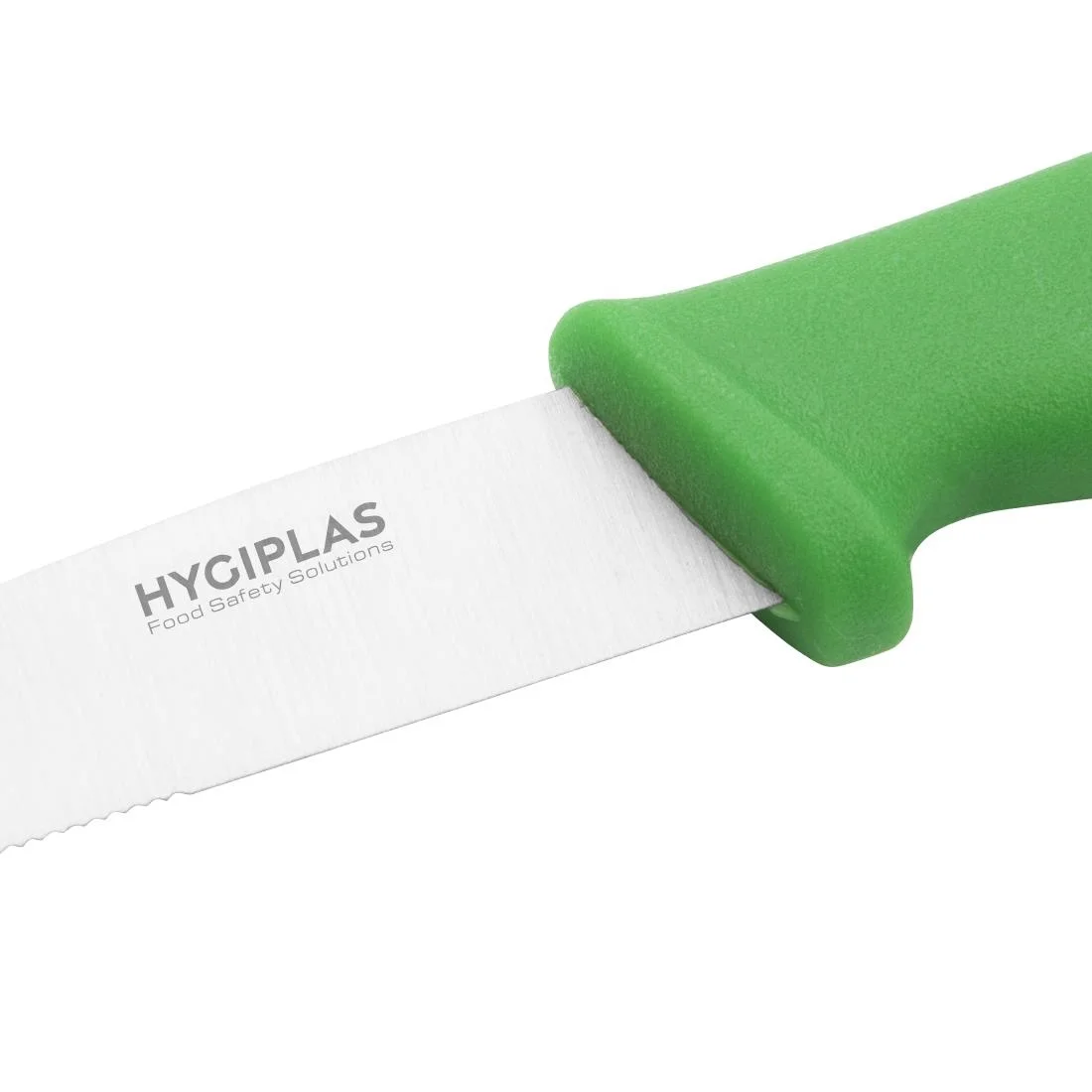 Hygiplas Serrated Vegetable Knife Green 10cm - Image 3