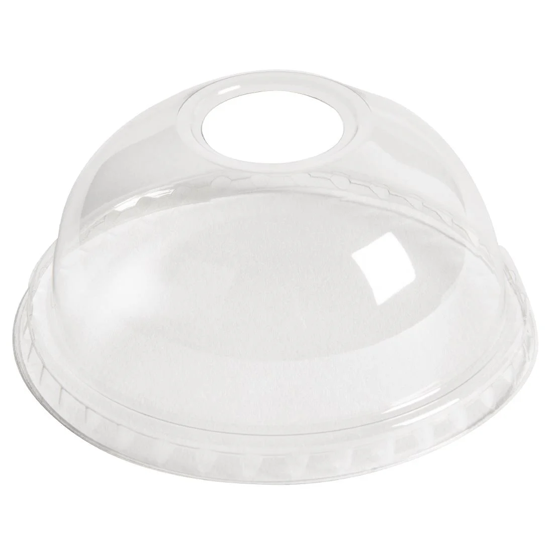 eGreen Flexy-Glass Recyclable Domed Lids For Half Pint and Hi-Ball Glasses With Hole 77mm (1000 pack) - Image 1