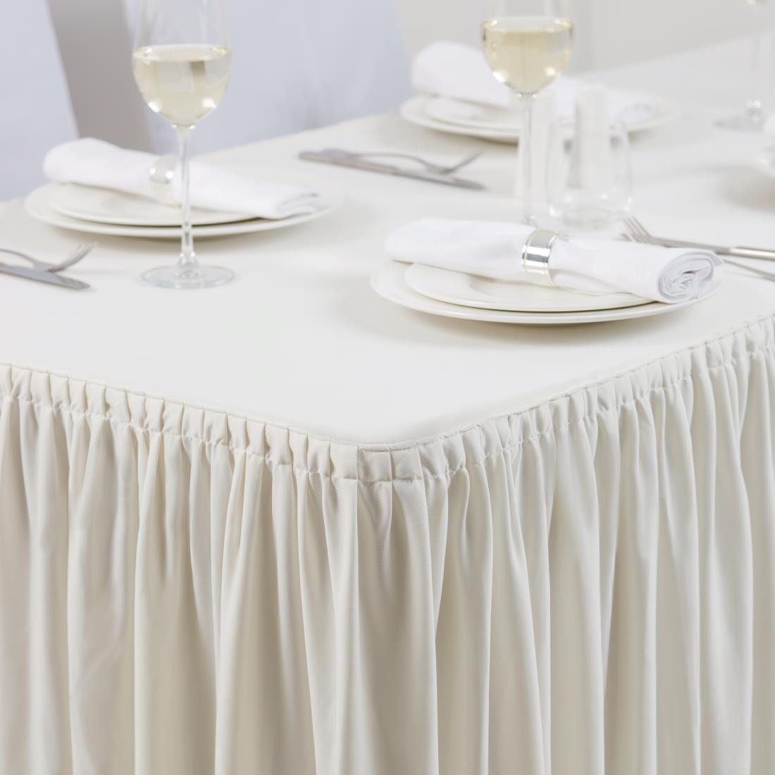 Table Top Cream Cover & Skirting - Plisse Style